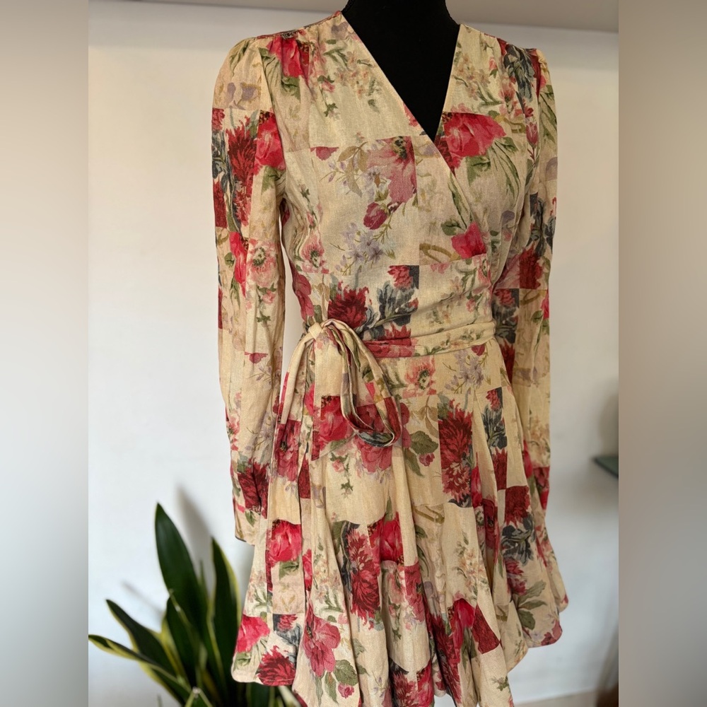 Sézane Solana dress in a mini floral patchwork linen blend size 38 US 6 - Picture 3 of 10